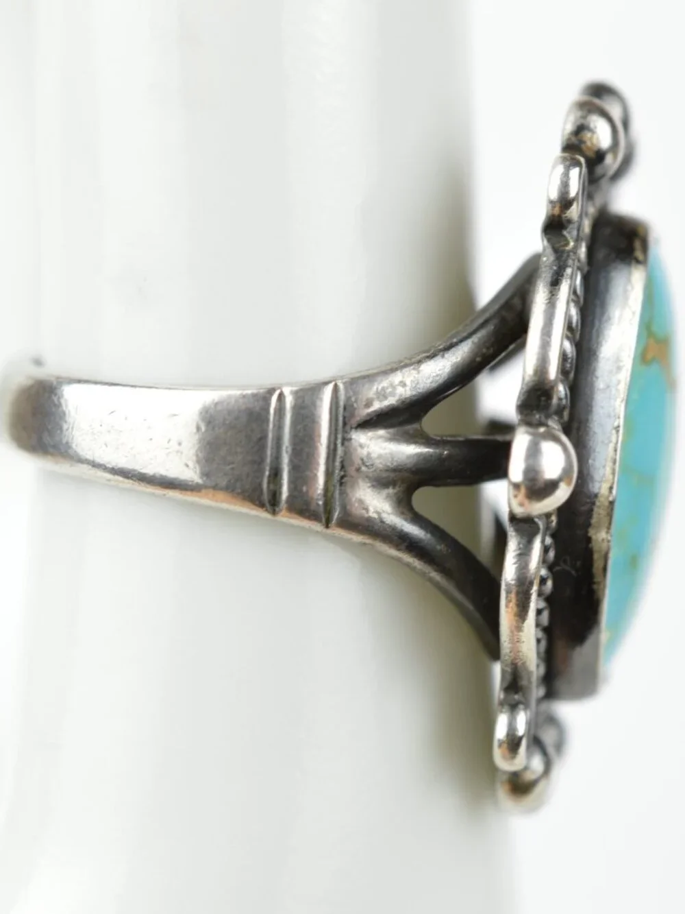 Bell Trading Post Vintage Sterling Silver Turquoise Ring Size 7.25 Southwestern